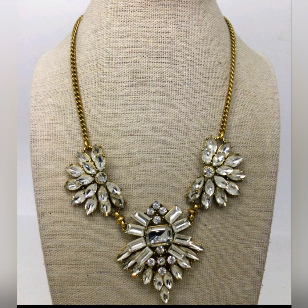 J. Crew Clear Rhinestone Statement Necklace 16"